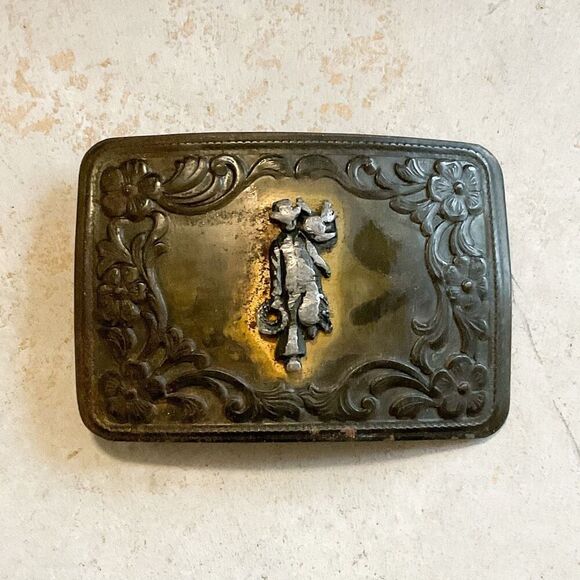70’s Rodeo Revival Wood Brass Bird Belt Buckle by Designer Hand Crafted main image 0